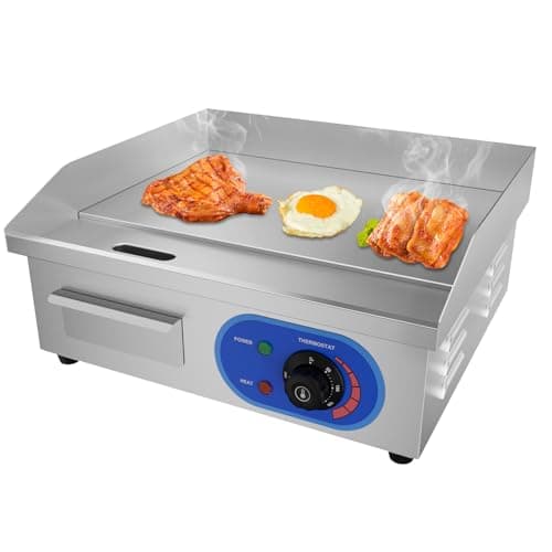 Image of TAIMIKO Electric Griddle Flat Hotplate Commercial Countertop BBQ Grill Stainless Steel Nonstick Barbecue,8mm Cooking surface thick 220-240V (18 inch)