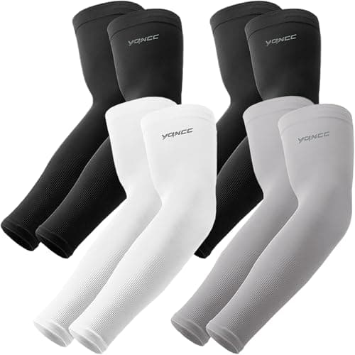 Image of YQXCC 4 Pairs Arm Sleeves | Cooling UV Sun Protection | Sports Compression | for Men Women | for Golf Basketball Football
