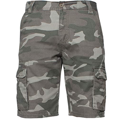 Image of KZS116 Enzo Jeans Mens Cargo Camo Shorts Summer Army Combat Camouflage Chino Half Pants Khaki 34