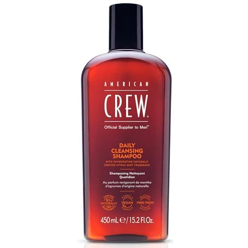 Image of American Crew Daily Cleansing Shampoo, Vegan & Silicone Free (450ml) To Remove Excess Oil & Nourish, Normal & Oily Hair, Formulated For Men