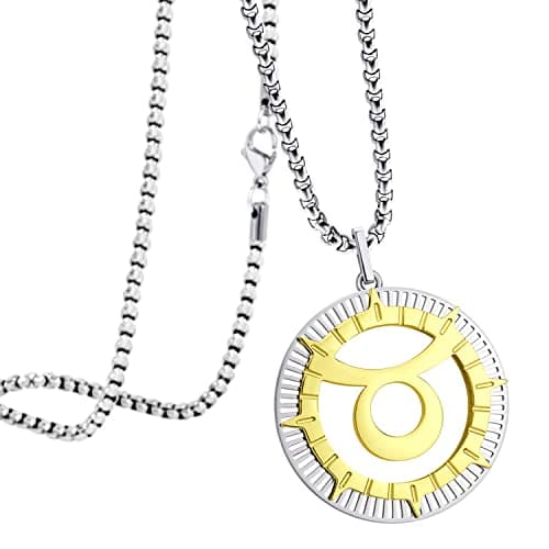 Image of 555Jewelry Stainless Steel Taurus Necklace for Wife, Horoscope Constellation Necklaces for Women ‎& Ladies, Zodiac Sign Pendant for Men, Astrology Necklace for Her, 16 Inch, Silver/Gold