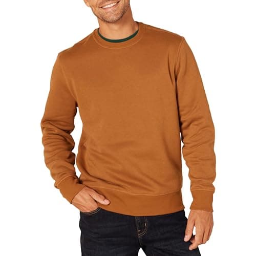 Image of Amazon Essentials Men's Fleece Crew Neck Sweatshirt (Available in Big & Tall), Nutmeg, L