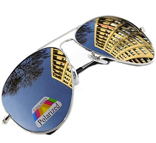 Image of MFAZ Morefaz Ltd Vintage Retro Original Pilot Mirrored Mirror lens Polarized Sunglasses Glasses Air Force Unisex Vintage lens UV400 (Silver Mirrored)