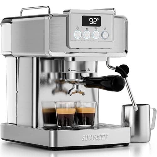 Image of SUMSATY Espresso Machine 20 Bar, Stainless Steel Espresso Maker Professiona Coffee Maker with Power Steam & LED Display for Home Barista, Americano, Latte, Cappuccino Maker, 1.8L Water Tank