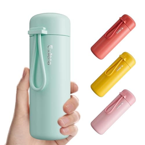 Image of Exllena Small Flask 200ml Made of 304 Stainless Steel, Double Wall Vacuum Insulation for Hot&Cold Drinks, Mini Flask with Carry Handle - 100% Leakproof(Mint)