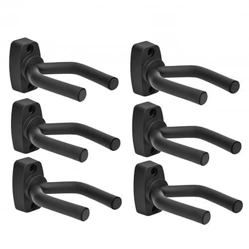 Image of CAIHONG Guitar Wall Mount 6 Pack, Guitar Wall Hangers Hook Bracket Holder Stand Display with Screws - Easy to Install - Fits All Size Guitars, Bass, Mandolin, Banjo, Ukulele