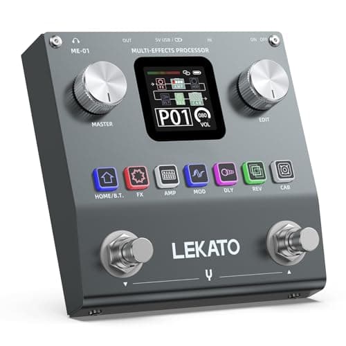 Image of LEKATO Guitar Multi-Effects Pedal,Rechargeable Bass Effects Processor with 6 Effects Modules, 80 Editable Presets,APP Editing,IR Loading,OTG Recording,BT Function