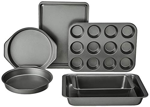 Image of Amazon Basics Oven Tray, 6-Piece Nonstick Bakeware, Carbon Steel, Oven-Safe to 220°C