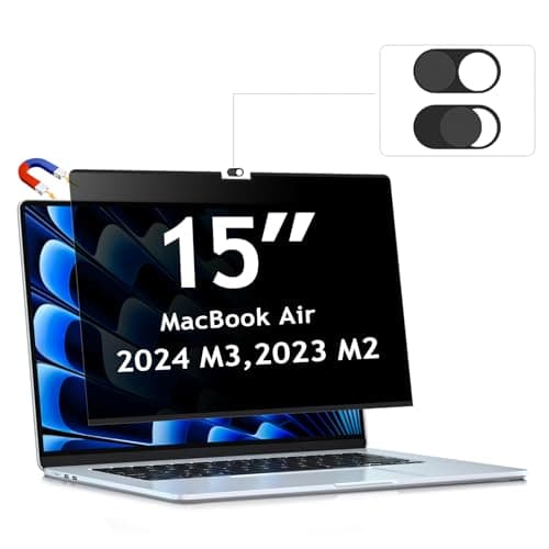 Image of ZOEGAA Macbook Air 15 inch Privacy screen 2023-2025, Magnetic Removable & Anti Blue Light Privacy Screen With Webcam Cover for MacBook Air 15 Inch (M4/M3/M2) 15.3 Inch