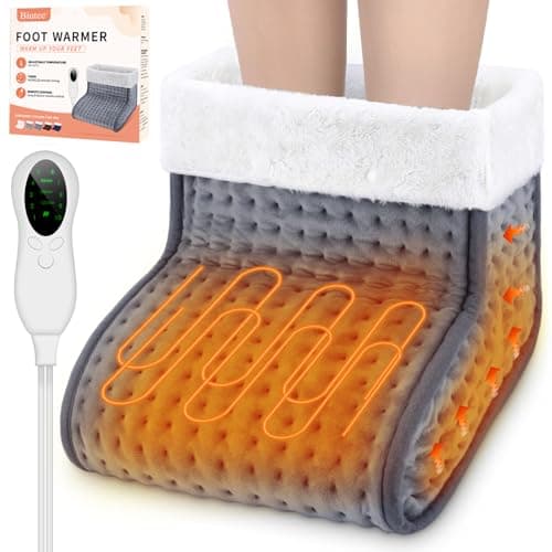 Image of Biutee Foot Warmer with 10 Temperature Levels, Electric Feet Warmer with Washable Inner Lining, Fast Heating from 30℃ to 60℃, Electric Heater with Timing Settings, Christmas New Year Gift, Grey