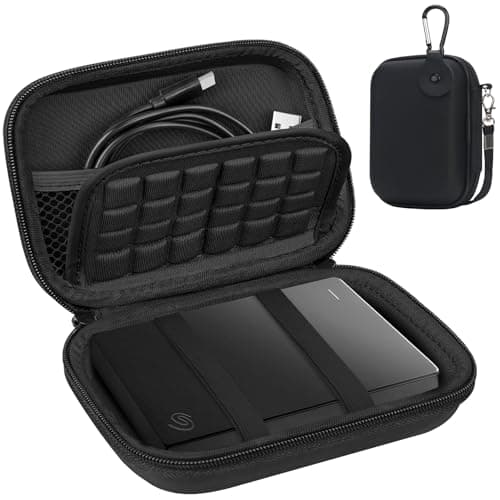 Image of Lacdo Hard Drive Carrying Case for Seagate Portable/One Touch, WD Elements/My Passport, Toshiba Canvio Basics/Flex Portable External Hard Drive HDD Case 1TB 2TB 4TB 5TB 6TB Shockproof Travel Bag,Black