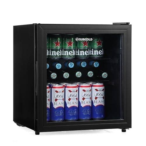 Image of Subcold Cave50 Mini Fridge 50L with Glass Door – Quiet Drinks Fridge with LED Light | Compact Cooler for Bedrooms, Gaming Rooms, Man Caves, Offices & Home Bars – Energy Efficient