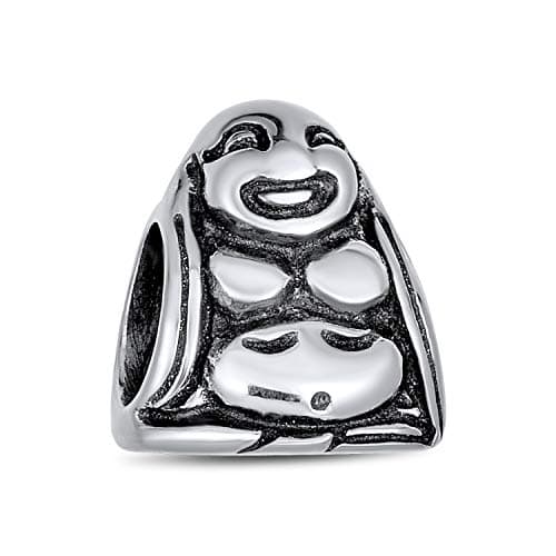 Image of Bling Jewelry Personalize Asian Laughing Buddha Spiritual Mediation Charm Bead For Women .925 Sterling Silver Fits European Bracelet