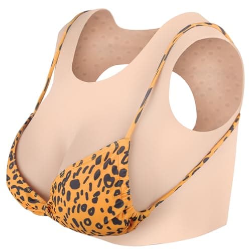 Image of YEEFAIRY Silicone Crossdresser Breastplate Vest Realistic Prosthetic Artificial Breast Forms Tank Top for Transgender Cosplay Drag Show MTF Transition (B Cup with Cotton Filler - Ivory White)