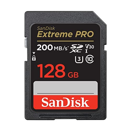 Image of SanDisk 128GB Extreme PRO SDXC card, SD Card, V30 Memory Card, 4K UHD, up to 200 MB/s, SanDisk QuickFlow Technology, RescuePro Deluxe Data Recovery Software, UHS-I, Class 10, U3, V30