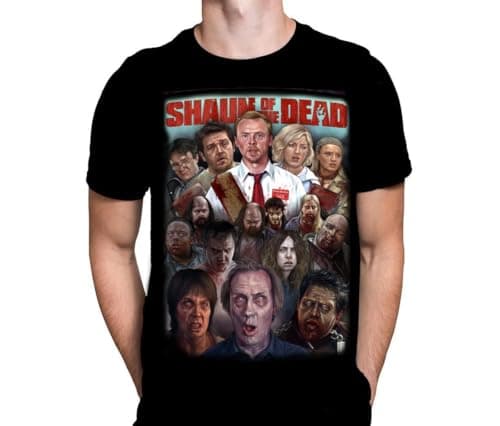 Image of Wild Star Hearts WSH - Shaun of The Dead - Horror Comedy Black Comedy Halloween Film Fan Merchandise Men's Black T-Shirt