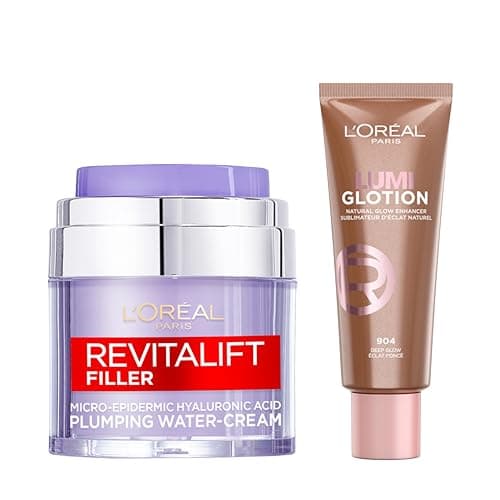 Image of L'Oreal Paris DUO Revitalift Filler Replumping Water Cream, Enriched With Micro, Micro-Epidermic Hyaluronic Acid, 50Ml & Glow Enhancer, 24H Hydration With Shea Butter And Glyceri