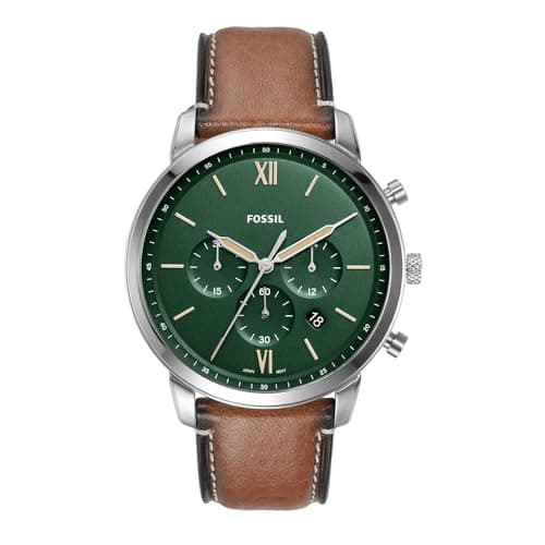Image of Fossil Neutra Watch for Men, Quartz Chronograph movement with Leather Strap,Green and Brown