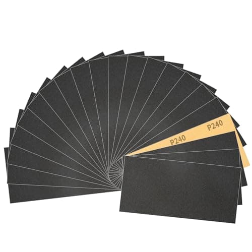 Image of Sruhrak 30 Pieces Sandpaper 9.3 x 23 cm Waterproof Sanding Paper 240 Grits Sanding Sheets Set for Wood Metal Automotive Plastic Surface Preparation