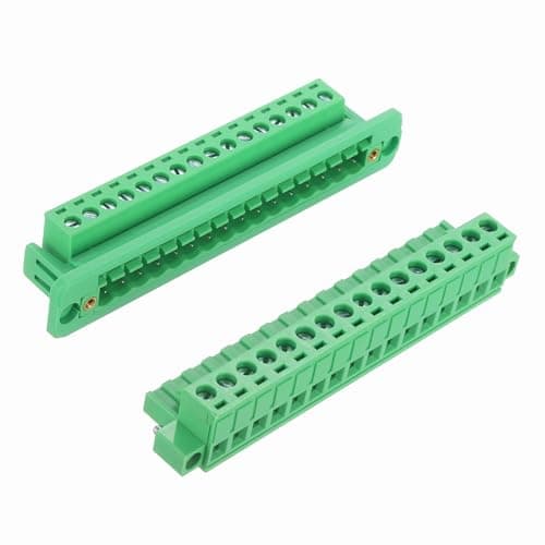 Image of sourcing map 16-Pin 5.08mm Pitch Pluggable Screw Terminal Block Connectors, PA66 300V 10A Through-Wall PCB Terminal with Panel Solderless Wiring Connectors 26-10AWG for Electronic