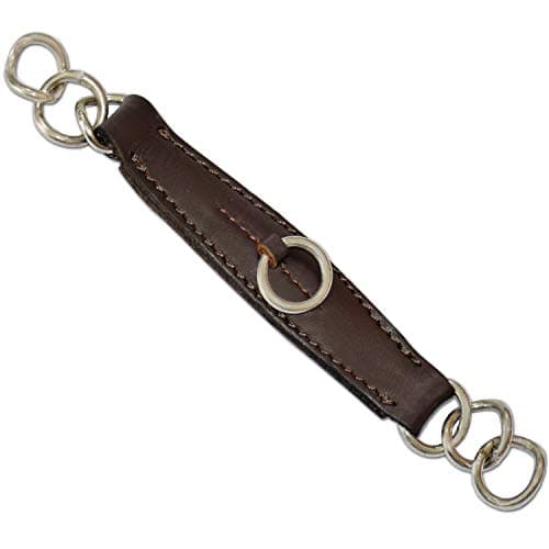 Image of 322 Brown Leather Curb Chain Strap Cowhide Leather & Stainless Steel Rings