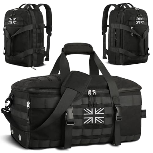 Image of ETRONIK Gym Bag Mens Women, Tactical Duffle Bag Backpack with Shoe Compartment, 3 in 1 Holdall Travel Bag Rucksack with Wet Pocket, Weekender Overnight Bag for Sports Gym Hospital, Black