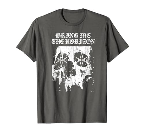 Image of Bring Me The Horizon Skull Text T-Shirt, Men, Asphalt Grey, XX-Large
