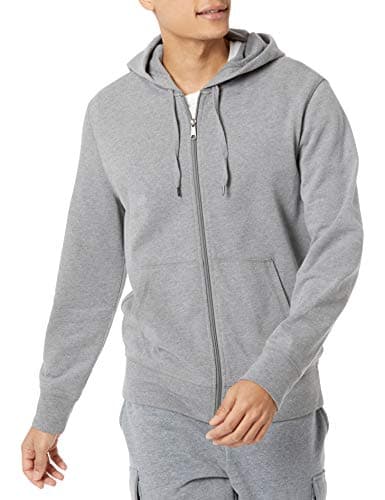 Image of Amazon Essentials Men's Lightweight French Terry Full-Zip Hoodie with Comfortable Fit, Charcoal Heather, M