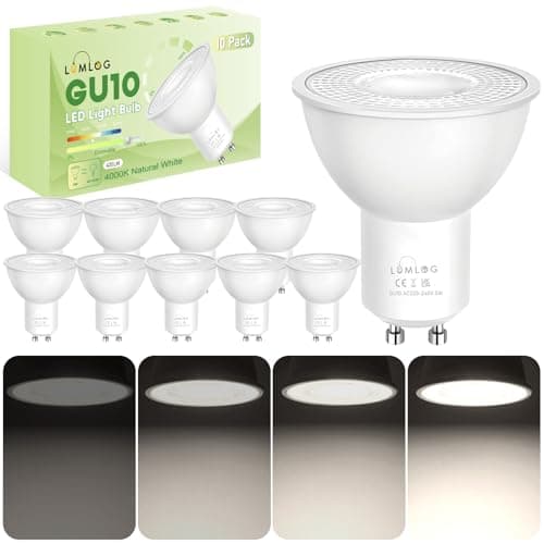 Image of Lumlog GU10 Led Bulbs, 4000K Natural White 5W Spotlight Light Bulb, 420LM Energy Saving LED Bulb, (40-50W Equivalent), CRI > 80, 38° Beam Angle, Non-Flicker, Dimmable 10 Pack