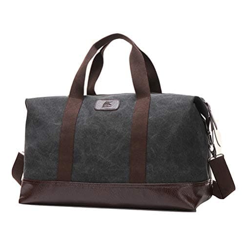 Image of Canvas Mens Holdall,Travel Duffel Bag Overnight Weekend Bag Travel Totes Bags(Black)