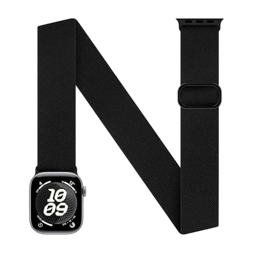 Image of Stretchy Ankle/Arm Straps Compatible with Apple Watch Strap 38mm 40mm 41mm 42mm 44mm 45mm 46mm 49mm, Solo Loop Nylon Sport Ankle Band for iWatch Series 11 10 9 8 7 6 5 4 3 2 1 SE Ultra Women Men