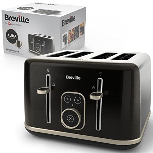 Image of Breville Aura 4 Slice Toaster | Touch Control Panel | Extra High Lift | Variable Width Slots | Shimmer Black [VTR019]