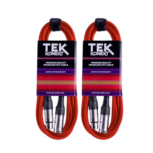 Image of Premium XLR Cable for a Clear Audio Signal with Balanced Male to Female Microphone Lead, plus Cable Tie, for professional DJ, stage and studio (Red, 2 x 3m)