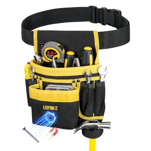 Image of Tool Belts for Men,13-Pockets Heavy Duty Padded Tool Belt,Detachable Adjustable Magnetic Tool Pouches for Electrician,Carpenter,Construction,Work Apron,Utility Work Tool Belt