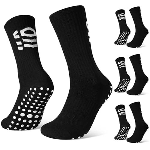 Image of Zuimei 3 Pairs Football Grip Socks for Men,Grip Socks Football Socks Anti-slip Sports Socks for Football Basketball Soccer Volleyball Yoga Running Trekking Hiking