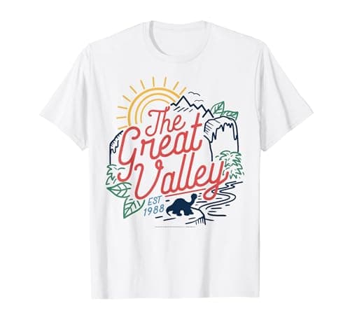 Image of Land Before Time The Great Valley Littlefoot Silhouette T-Shirt, Men, White, Large