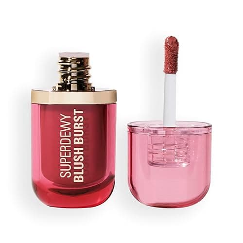 Image of Revolution Superdewy Liquid Blush Burst, Buildable Colour for Cheek, Serum Formula with Peptides & Hyaluronic Acid, Vegan & Cruelty-Free, Rose All Day Dusty Pink, 4.2ml