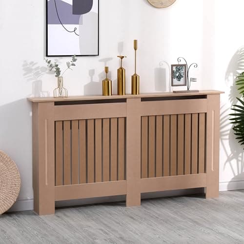 Image of AVD Designs Small Medium Large MDF White Grey Unfinished Vertical Slats Radiator Cover (Large Unfinished)