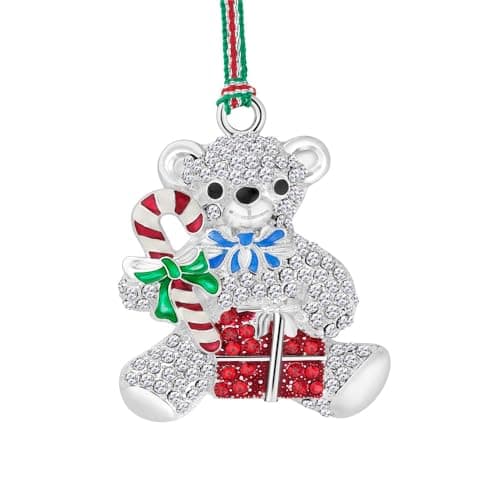 Image of Newbridge Silverware LS323 Teddy Bear with Candy Cane Christmas Tree Decoration