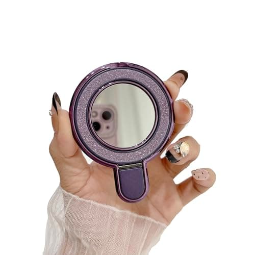 Image of Dzxin Phone Ring Holder, Phone Stand Holder Built-in Mirror Adjustable Phone Grip Phone Accessories for Girl Women (Purple)