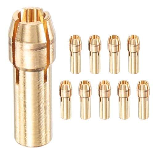 Image of M METERXITY 10-Pack Brass Drill Chuck, 1/8 Inch/ 3.2 mm Collets Set Quick Change Replacement 4.8mm Shank Diameter for Rotary Tools/Electric Drills [Golden]