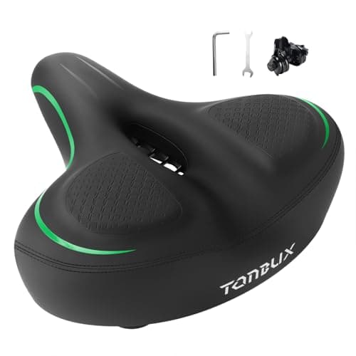 Image of TONBUX Oversized Bike Seat for Men Women Comfort, Bicycle Seat Replacement with Wide Cushion, Breathable Waterproof Bike Saddle Pad, Universal Fit for Peloton/Exercise/Road/Cruiser/Mountain Bikes