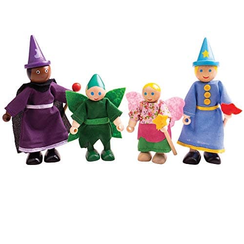 Image of Bigjigs Toys Wooden Fantasy Dolls - Wood Doll House Figures, Playset