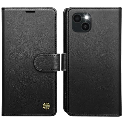 Image of AIMOYU for iPhone 15 Case, Flip Wallet Leather Phone Case with [4 Card Slots] [Kickstand] [RFID Blocking] Magnetic Protective Shockproof Cover for iPhone 15 Phone Case - Black