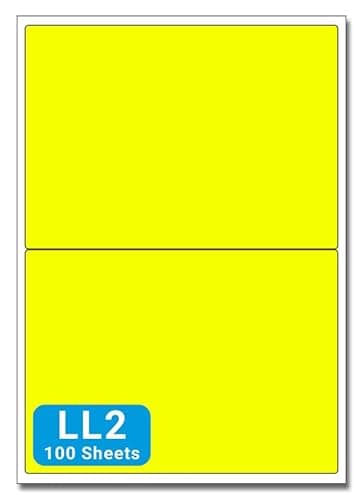 Image of Yellow A4 Labels - 143mm x 199mm 2 to View - LL2-100 Sheets per Box (200 Self Adhesive Permanent Labels) - Part Number Customark-LL2-Y