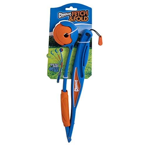 Image of Chuckit! Fetch & Fold Dog Ball Launcher Pick Up and Throw Hands Free Play Convenient Travel Toy With Rubber Fetch Ball, Multi