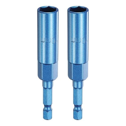 Image of sourcing map 2pcs Nut Driver 10mm Hex Drive Socket CR-V Steel Power Screw Drill Bits Socket Wrench Tools with 1/4" Quick Change Hex Shank for Power Drills Impact Drivers, Blue