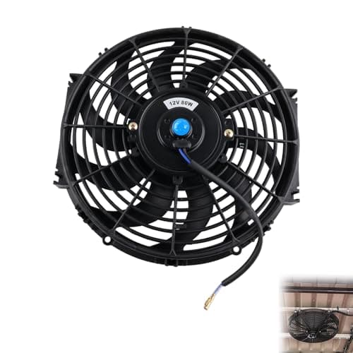 Image of VVORHSBELL 12 Inch Radiator Fan Car Cooling Fan 80W 12V Universal Slim Fan Compatible with Car Engine & Intercooler 10 Blade 2200RPM 1730CFM Push/Pull Slim Fan 2.5" Thickness with Mounting
