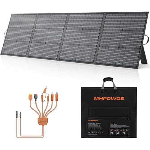 Image of MHPOWOS 220W Portable Solar Panel, 20V Foldable Lightweight Solar Panel with Adjustable Kickstand, IP67 Waterproof Charger for Outdoor Camping, Portable Power Station