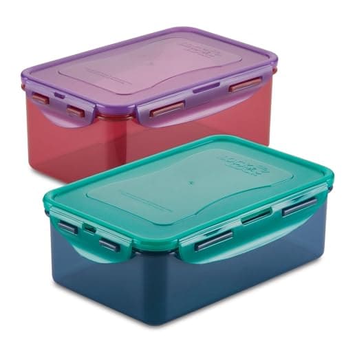 Image of LocknLock Eco Food Storage Container Set of 3 with Lids - Rectangular Container Set 470ml / 2 x 350ml, Airtight, Watertight, BPA Free & Dishwasher Safe, Random Colours